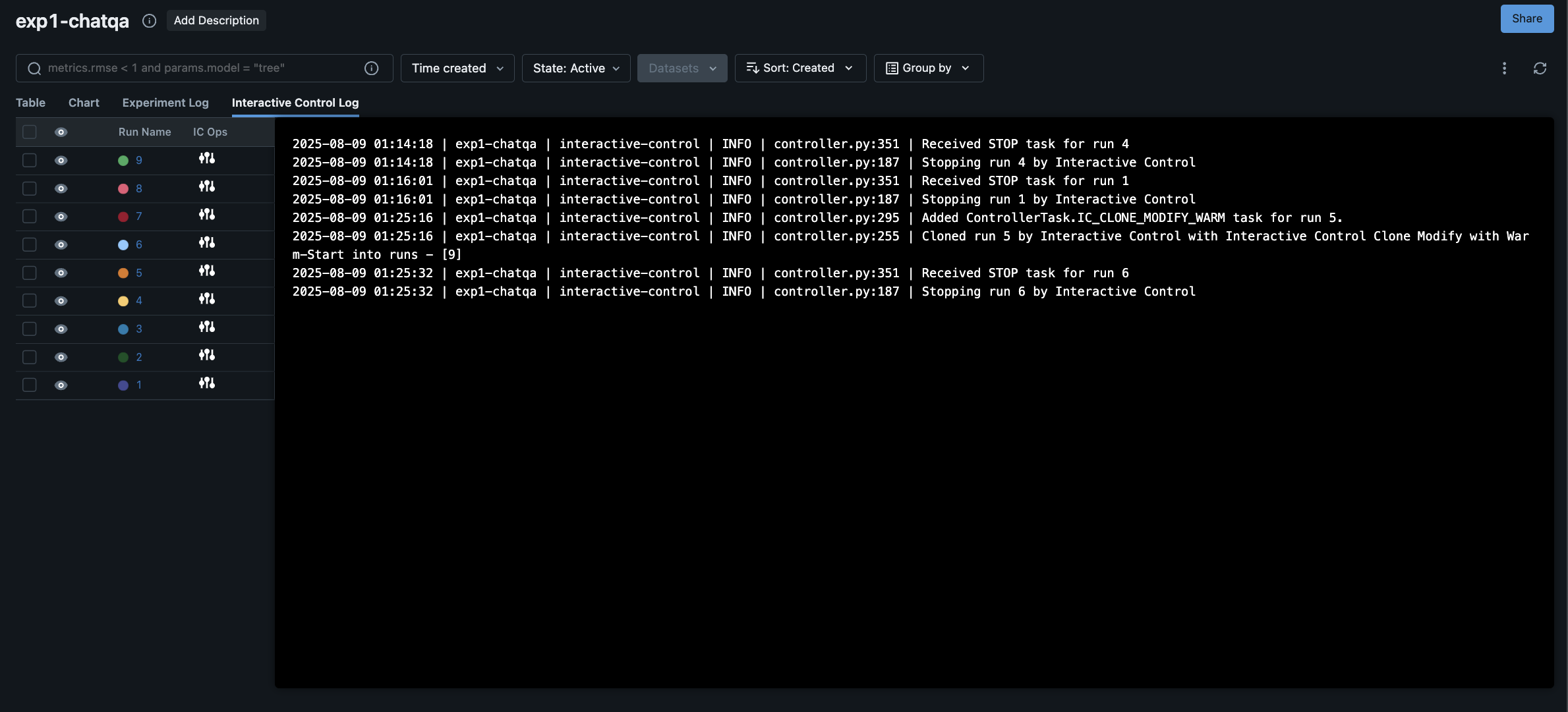 Logs on dashboard
